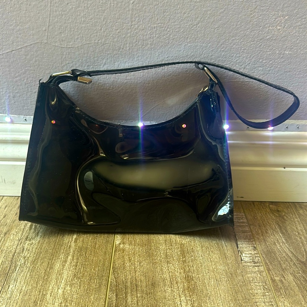 Mini leather bag with gold hardware